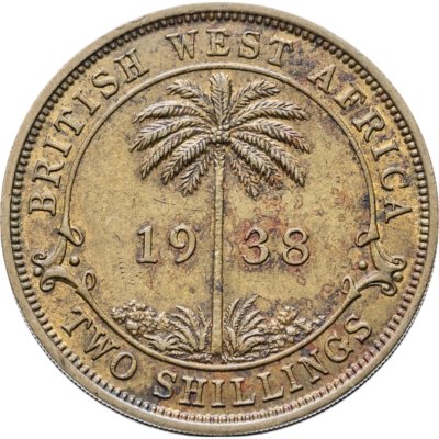 купить Британская Западная Африка 2 шиллинга (shillings) 1938 KN знак монетного двора: "KN" - Кингз Нортон Металл, Бирмингем