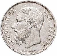 Купить Бельгия 5 франков (francs) 1868