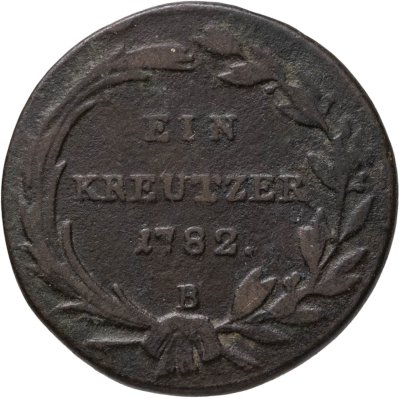 купить Австрия 1 крейцер 1782, знак монетного двора "B" - Кремница