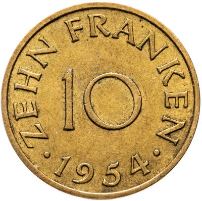 купить Саар 10 франков (francs) 1954
