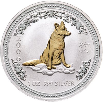 купить Австралия 1 доллар 2006 "Год собаки, позолоченная собака"