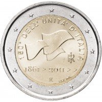 Купить Италия 2 евро 2011 "150-летие объединения Италии"