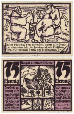 купить Германия (Саксония: Гебезее) 75 пфеннигов 1921 (410.1/B1)