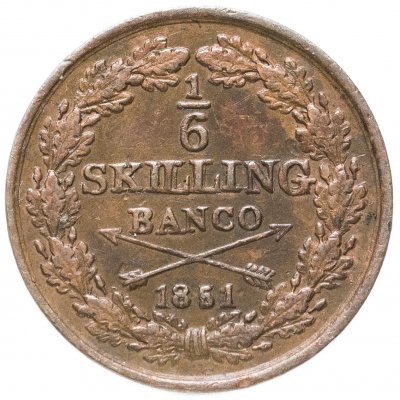 купить Швеция 1/6 скиллинга банко (skilling banco) 1851