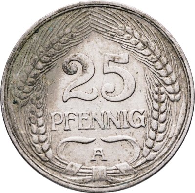 купить Германия 25 пфеннигов (pfennig) 1910, знак монетного двора: "A" - Берлин