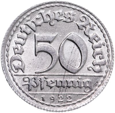 купить Германия (Веймарская республика) 50 пфеннигов 1922 D (Мюнхен)