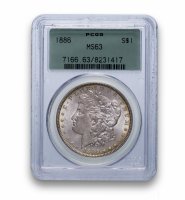 Купить США 1 доллар (dollar) 1886 Доллар Моргана в слабе PCGS MS63