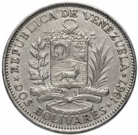 купить Венесуэла 2 боливара (bolivares) 1967