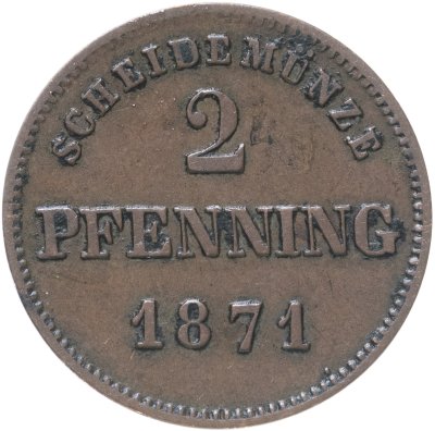 купить Германия, Бавария 2 пфеннига 1871
