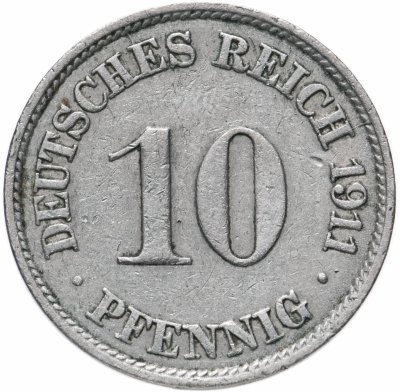 купить Германия 10 пфеннигов (pfennig) 1911 J знак монетного двора: "J" - Гамбург Германия