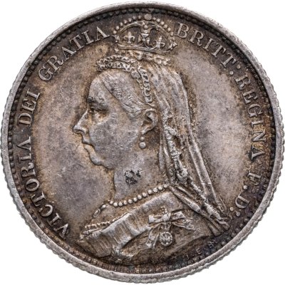 купить Великобритания, королева Виктория 6 пенсов (pence) 1887 новый портрет с короной, с гербом