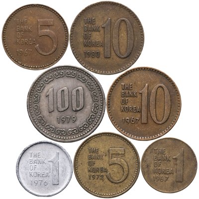 купить Южная Корея набор монет для обращения 1966-1982 (7 штук)