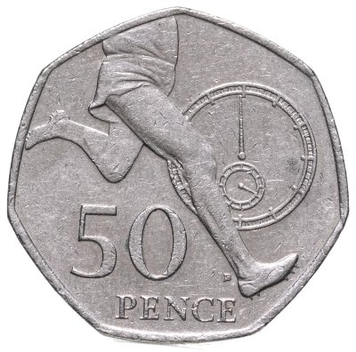 купить Великобритания 50 пенсов (pence) 2004 "50 лет рекорду в беге - миля менее чем за 4 минуты"