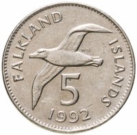 купить Фолклендские острова 5 пенсов (pence) 1992