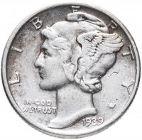 купить США 10 центов (дайм, one dime) 1939 Mercury Dime