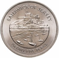 купить Остров Джерси 25 шиллингов (shillings) 1977 " 25 лет правления Королевы Елизаветы II"