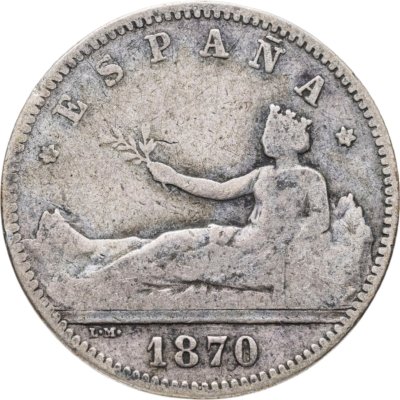 купить Испания 1 песета (peseta) 1870