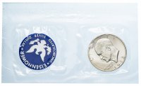 купить США 1 dollar (доллар) "Эйзенхауэр" в запайке с жетоном монетного двора, серебро, случайный год 1971-1974