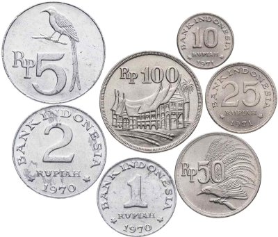 купить Индонезия - набор монет от 1 до 100 рупий 1970-1978 (8 штук)