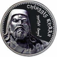купить Монголия 1000 тугриков 2016 "Чингисхан" в футляре, с сертификатом
