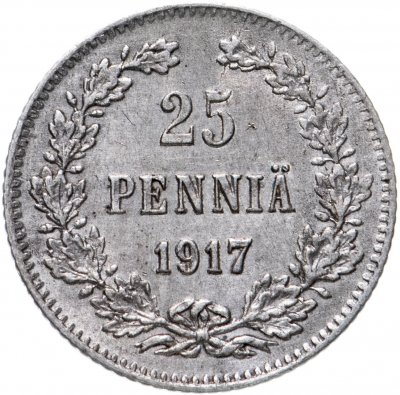 купить 25 пенни (pennia) 1917 S орёл без корон, монета для Финляндии в составе Российской Империи
