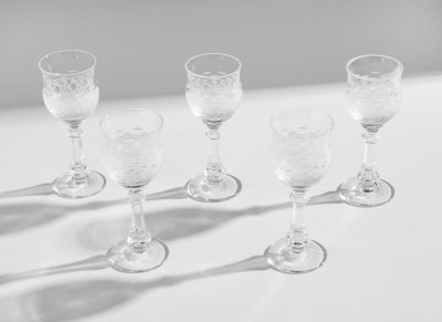 купить Набор из 5 рюмок, резьба, хрусталь, СССР, 1970-1990 гг.
