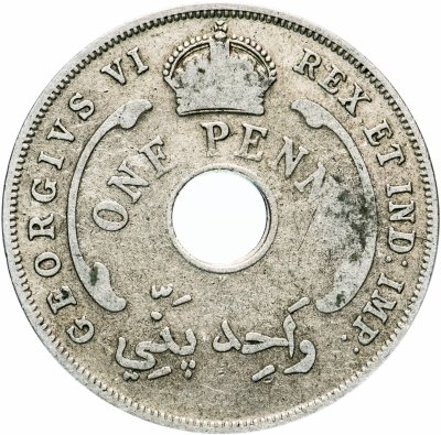 купить Британская Западная Африка 1 пенни (penny) 1946 знак монетного двора: "H" - Хитон, Бирмингем
