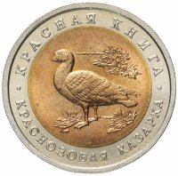 Купить 10 рублей 1992 ЛМД краснозобая казарка