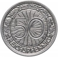 купить Германия 50 рейхспфеннигов (reichspfennig) 1927 "J"