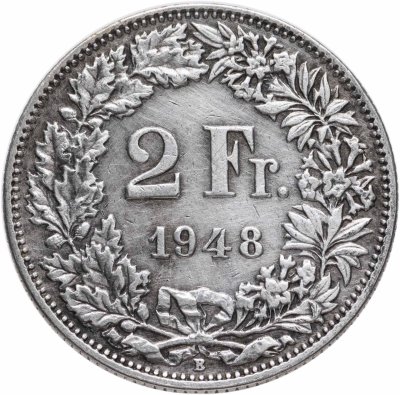 купить Швейцария 2 франка (francs) 1913-1945