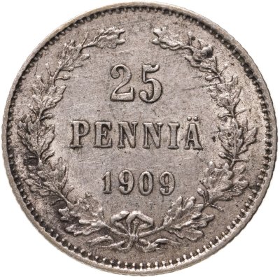 купить 25 пенни 1909 L, монета для Финляндии