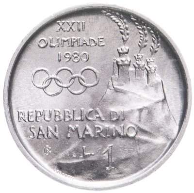 купить Сан-Марино 1 лира 1980 "XXII летние Олимпийские Игры, Москва 1980"