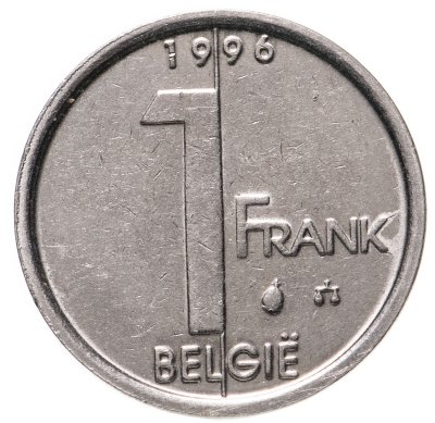 купить Бельгия 1 франк (franc) 1996 надпись на голландском - 'BELGIE'