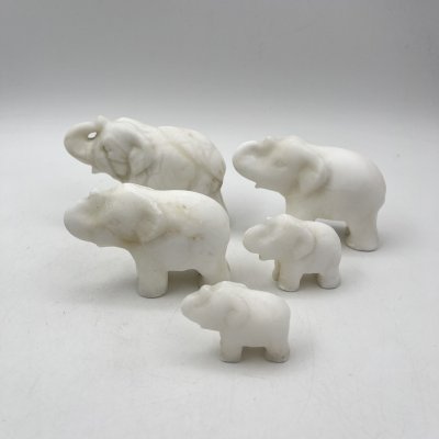 купить Набор из пяти фигурок слонов, мрамор, резьба, СССР, 1970-1990 гг.