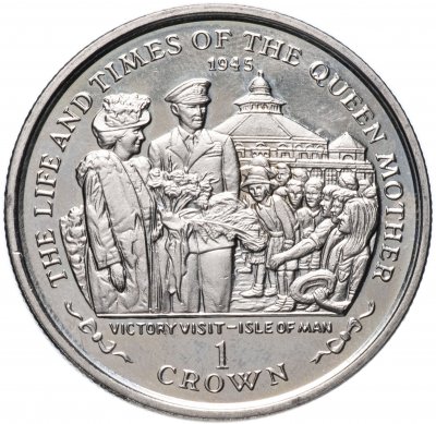 купить Остров Мэн 1 крона (crown) 2000 Королевский визит 1945 года