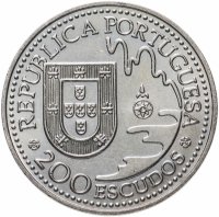 Купить Португалия 200 эскудо (escudos) 1993 "450 лет с момента первой высадки в Японии на острове Танегасима"