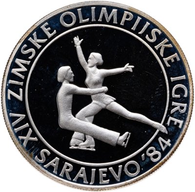 купить Югославия 100 динаров (динара, dinara) 1982 "XIV зимние Олимпийские игры, Сараево 1984 - Парное фигурное катание"