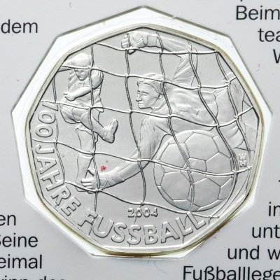 купить Австрия 5 евро (euro) 2004 100 лет футболу, в буклете