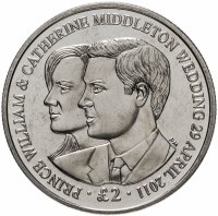 Купить Британская территория Индийского океана 2 фунта (pounds) 2011 "Свадьба Принца Уильяма и Кэтрин Миддлтон"