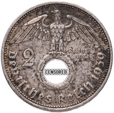 купить Германия (Третий Рейх) 2 рейхсмарки 1939 двор "А" - Берлин