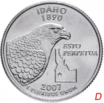 купить США 1/4 доллара (квотер, 25 центов) 2007 D "Штат Айдахо"