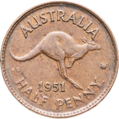 купить Австралия 1/2 пенни (penny) 1951 Точка после "PENNY"