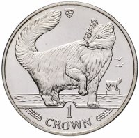 купить Остров Мэн 1 крона (crown) 1991 "Кошки - Норвежская лесная кошка"