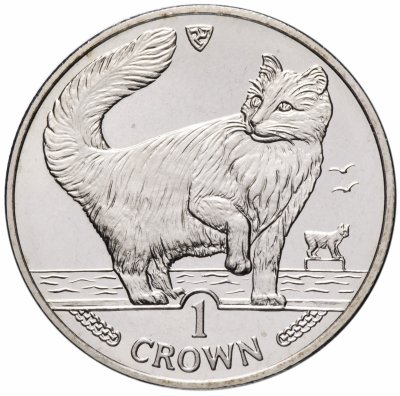 купить Остров Мэн 1 крона (crown) 1991 "Кошки - Норвежская лесная кошка"
