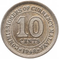 купить Малайя 10 центов (cents) 1948-1950, случайная дата