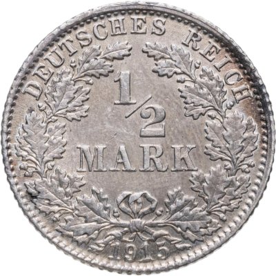 купить Германия 1/2 марки (mark) 1915 Знак монетного двора: "D" - Мюнхен