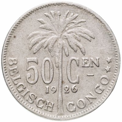 купить Бельгийское Конго 50 сантимов (centimes) 1926 Надпись на голландском - 'ALBERT KONING DER BELGEN'