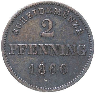 купить Германия, Бавария 2 пфеннига 1866