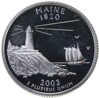 купить США 25 центов (квотер, 1/4 доллара, quarter dollar) 2003 "Квотер штата Мэн" S