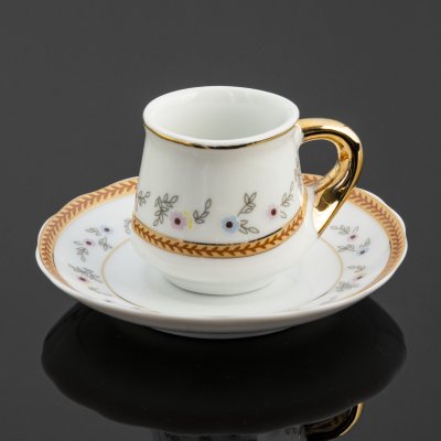 купить Миниатюра чайная пара, мануфактура "Decoration d'Artiste", фарфор, деколь, золочение, Decoration d'Artiste, Франция, 1990-2010 гг.